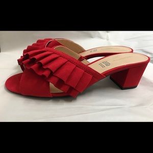 Red ruffle flats
